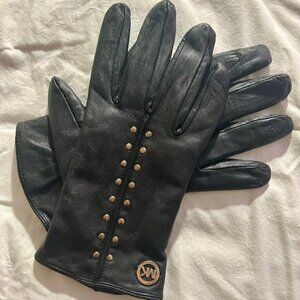 Black leather gloves Michael Kors